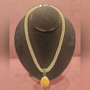 Unakite and Spiral Glass Beaded Necklace